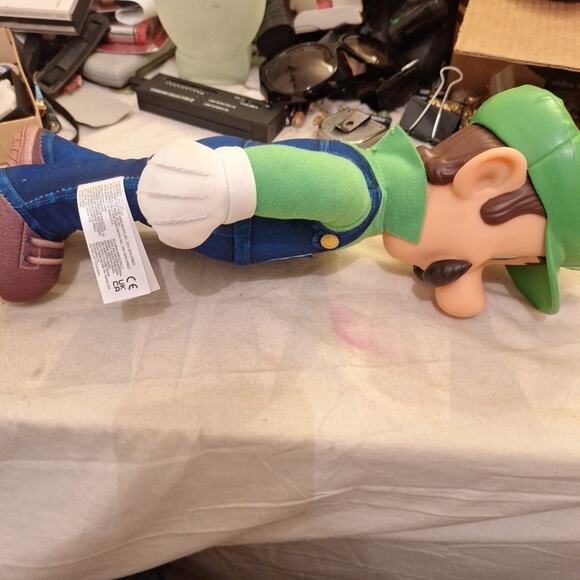 Super Mario Bros. Movie Luigi Plush Stuffed Doll Vinyl Face Jakks 15” 2023 - Picture 4 of 7